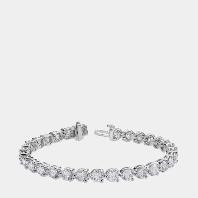 Pre Owned 13ct 14k White Gold Lab Grown Diamond Tennis Bracelet