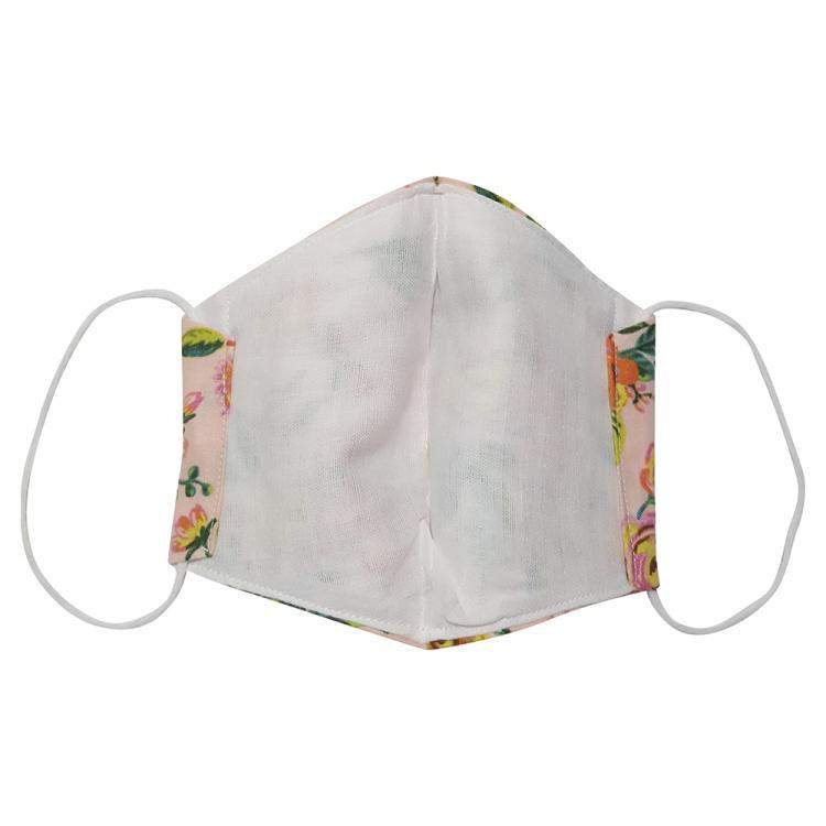 Pre Owned Non-Medical Handmade Peach Floral Printed Cotton Face Mask - Pack Of 2 (Available for UAE Customers Only)