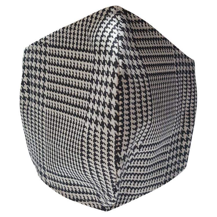 Pre Owned Non-Medical Handmade Black/White Check Pattern Printed Cotton Face Mask - Pack Of 2 (Available for UAE Customers Only)
