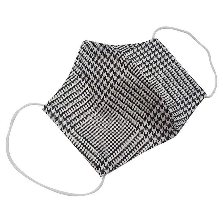 Pre Owned Non-Medical Handmade Black/White Check Pattern Printed Cotton Face Mask - Pack Of 2 (Available for UAE Customers Only)