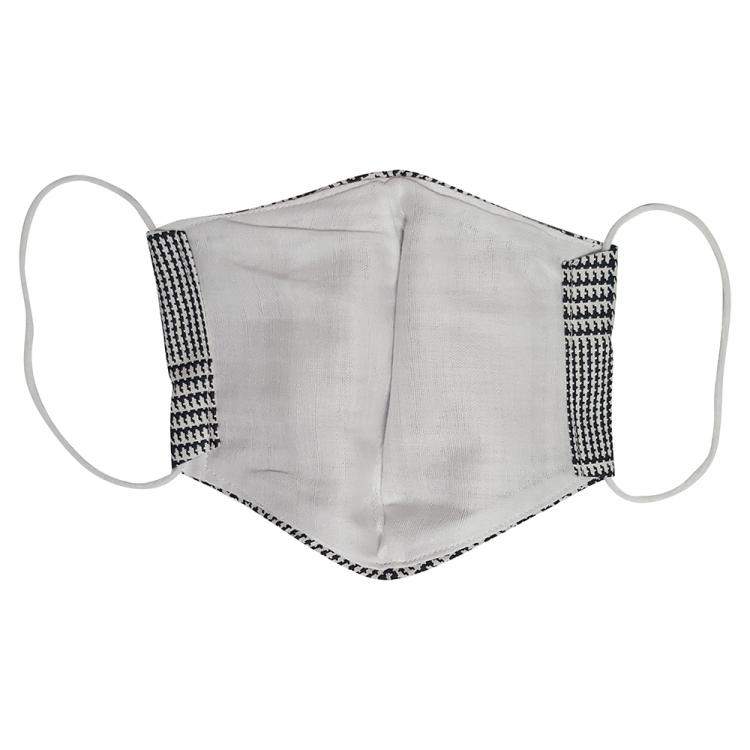 Pre Owned Non-Medical Handmade Black/White Check Pattern Printed Cotton Face Mask - Pack Of 2 (Available for UAE Customers Only)