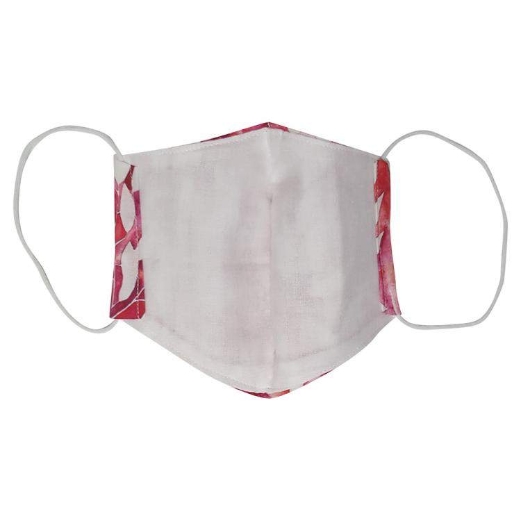 Pre Owned Non-Medical Handmade White/Red Floral Printed Cotton Face Mask - Pack Of 2 (Available for UAE Customers Only)