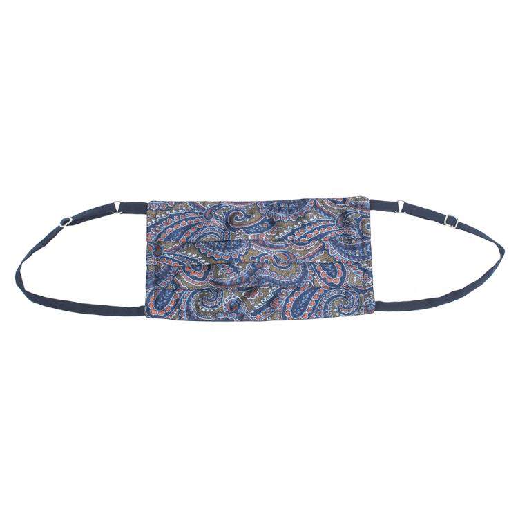 Pre Owned Collars & Cuffs Non-Medical Handmade Blue Paisley Face Mask (Available for UAE Customers Only)