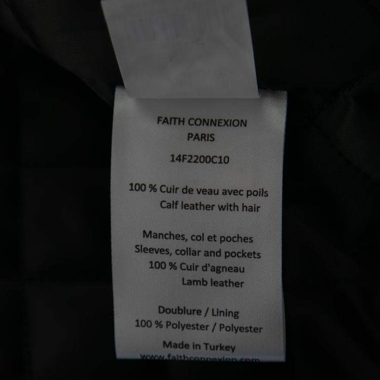 Pre Owned Faith Connexion Khaki and Navy Cheetah Print Detachable Sleeve Detail Moto Jacket XS