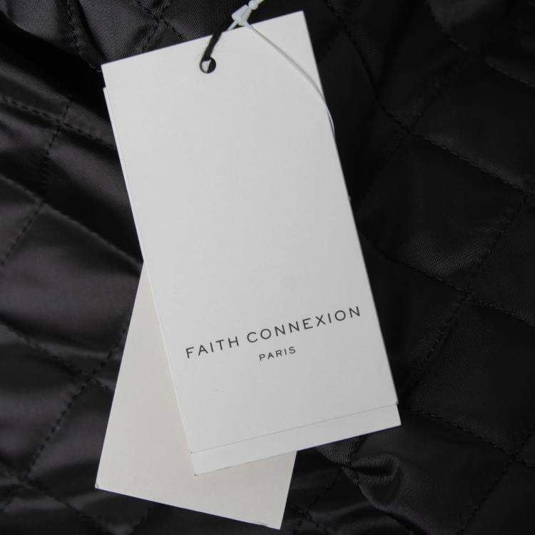 Pre Owned Faith Connexion Khaki and Navy Cheetah Print Detachable Sleeve Detail Moto Jacket XS