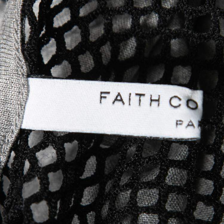 Pre Owned Faith Connexion Monochrome Abstract Print Jersey Mesh Back Sleeveless Tank Dress M