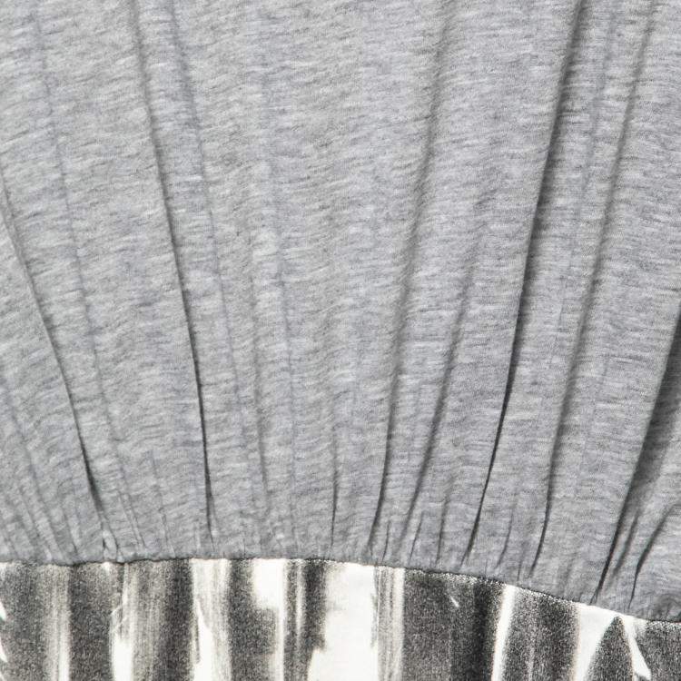 Pre Owned Faith Connexion Further Grey Jersey Blouson Bodice Feather Print Pencil Dress XS