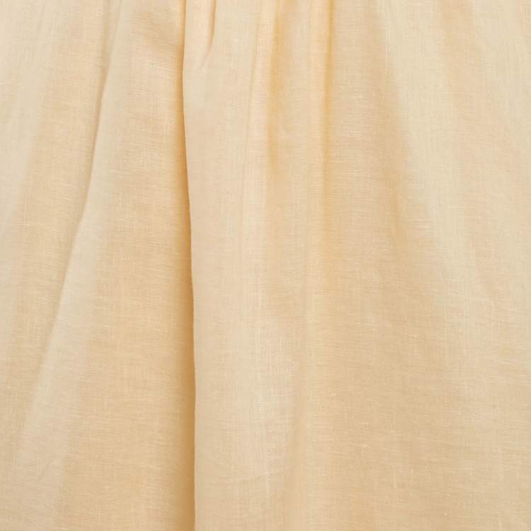 Pre Owned Faithfull The Brand Orange Linen Cut-Out Trianita Maxi Dress M