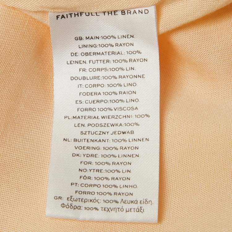 Pre Owned Faithfull The Brand Orange Linen Cut-Out Trianita Maxi Dress M