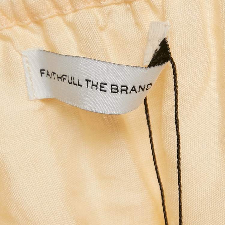 Pre Owned Faithfull The Brand Orange Linen Cut-Out Trianita Maxi Dress M
