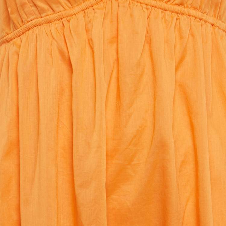 Pre Owned Faithfull The Brand Orange Cotton Wilonna Midi Dress M