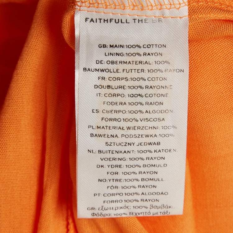 Pre Owned Faithfull The Brand Orange Cotton Wilonna Midi Dress M