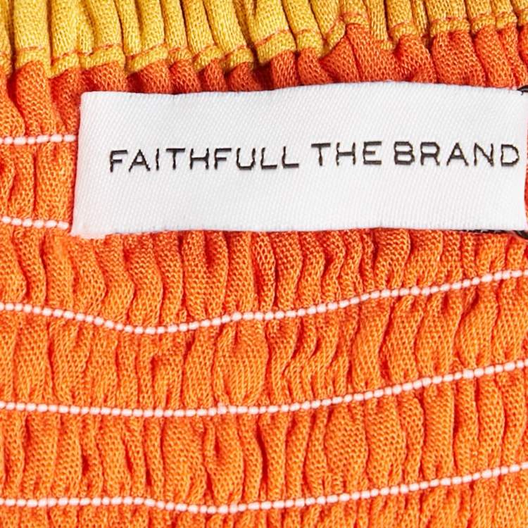 مملوكة مسبقًا Faithfull The Brand Yellow/Orange Floral Print Linen Soko Midi Dress S