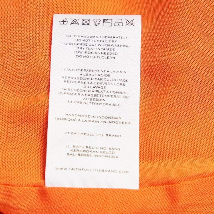 مملوكة مسبقًا Faithfull The Brand Yellow/Orange Floral Print Linen Soko Midi Dress S