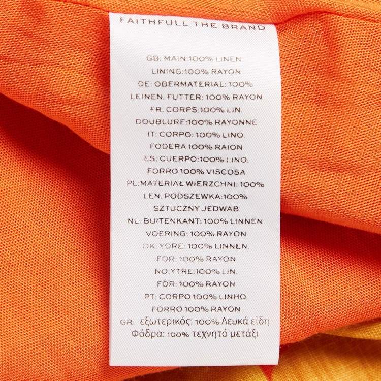 مملوكة مسبقًا Faithfull The Brand Yellow/Orange Floral Print Linen Soko Midi Dress S