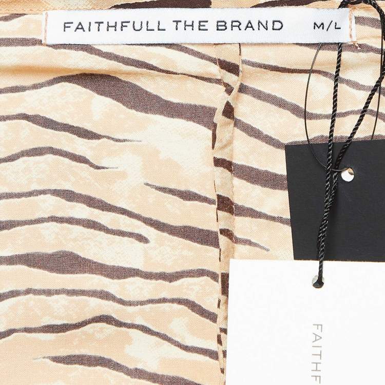 Pre Owned Faithfull The Brand Animal Print Rayon Wrap-Around Skirt M