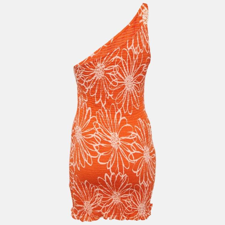Pre Owned Faithfull The Brand Orange Floral Print Cotton Terre Mer Mini Dress M