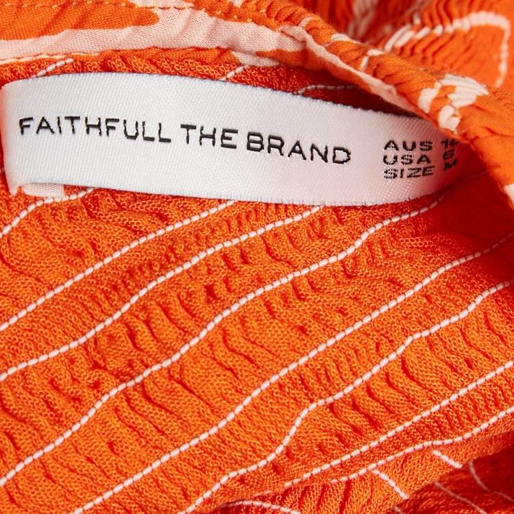 Pre Owned Faithfull The Brand Orange Floral Print Cotton Terre Mer Mini Dress M