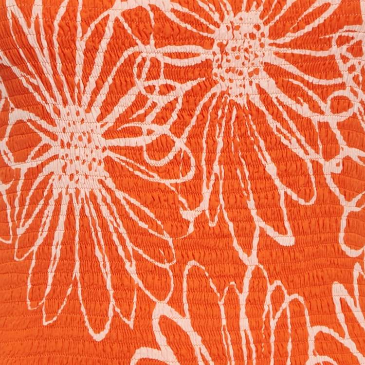 Pre Owned Faithfull The Brand Orange Floral Print Cotton Terre Mer Mini Dress M