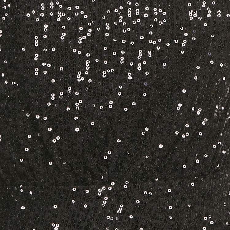 Pre Owned Fame and Partner Black Sequin One Shoulder Midi Dress S