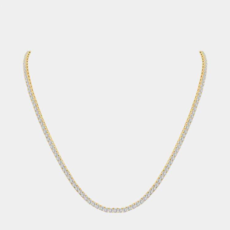 Pre Owned 14K Yellow Gold Lab Grown Diamond Straight Line Necklace 18 inches (5.00 Ct)