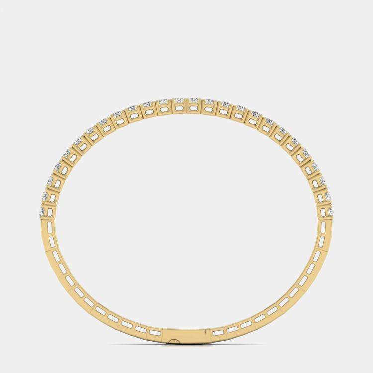 Pre Owned 14K Yellow Gold Lab Grown Diamond Straight Line Flexible Bangle 18 inches (5.00 Ct)