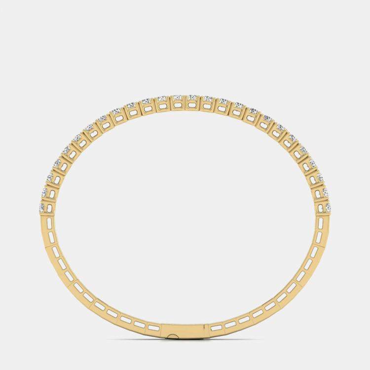 Pre Owned 14K Yellow Gold Lab Grown Diamond Straight Line Flexible Bangle 18 inches (7.00 Ct)