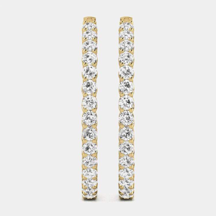 Pre Owned 14K Yellow Gold Lab Grown Diamond Inside Out Hoop Earrings (10.00 Ct)