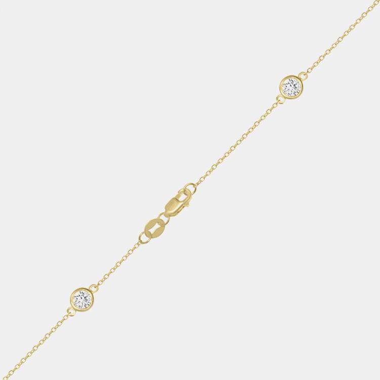 Pre Owned 14K Yellow Gold Lab Grown Diamond Bezel Set Station Necklace 18 inches (2.00 Ct)