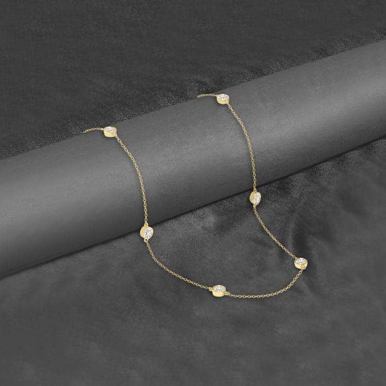 Pre Owned 14K Yellow Gold Lab Grown Diamond Bezel Set Station Necklace 18 inches (2.00 Ct)