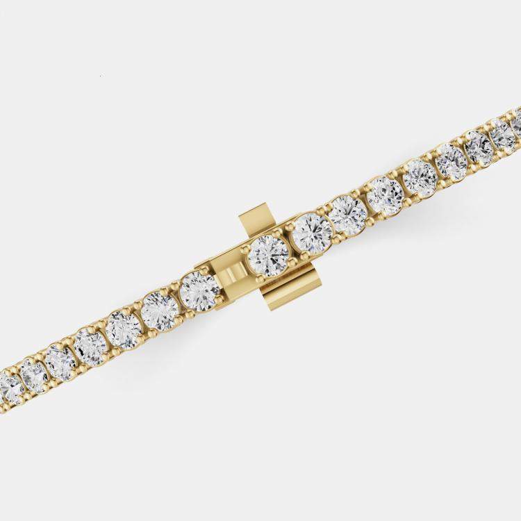 Pre Owned 14K Yellow Gold Lab Grown Diamond Light Weight Bracelet 7 Inches (5 Ct)