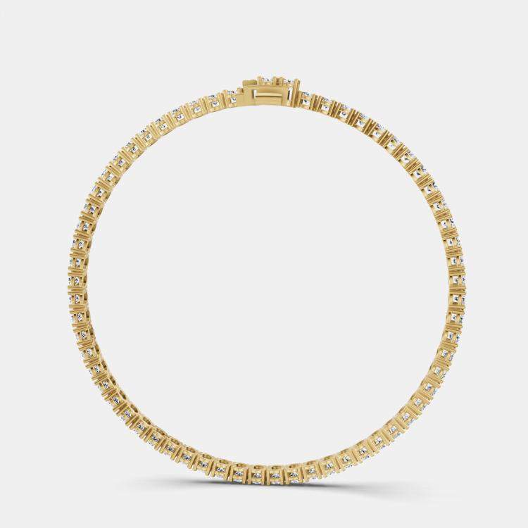 Pre Owned 14K Yellow Gold Lab Grown Diamond Light Weight Bracelet 7 Inches (5 Ct)