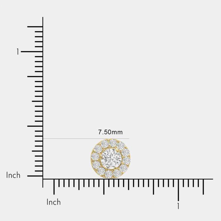 Pre Owned 14K Yellow Gold Lab Grown Diamond Halo Earrings (3.00 Ct)