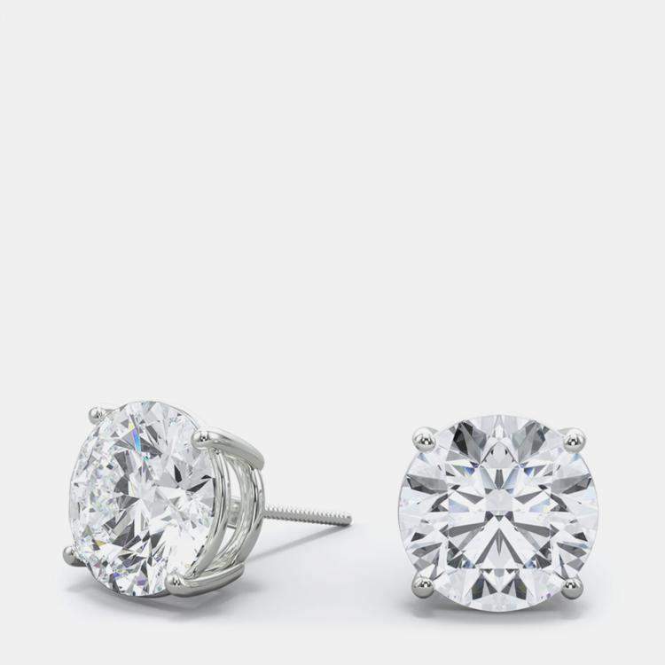 Pre Owned 14K White Gold Lab Grown Diamond Screwback Earring Studs (5.00 ct)