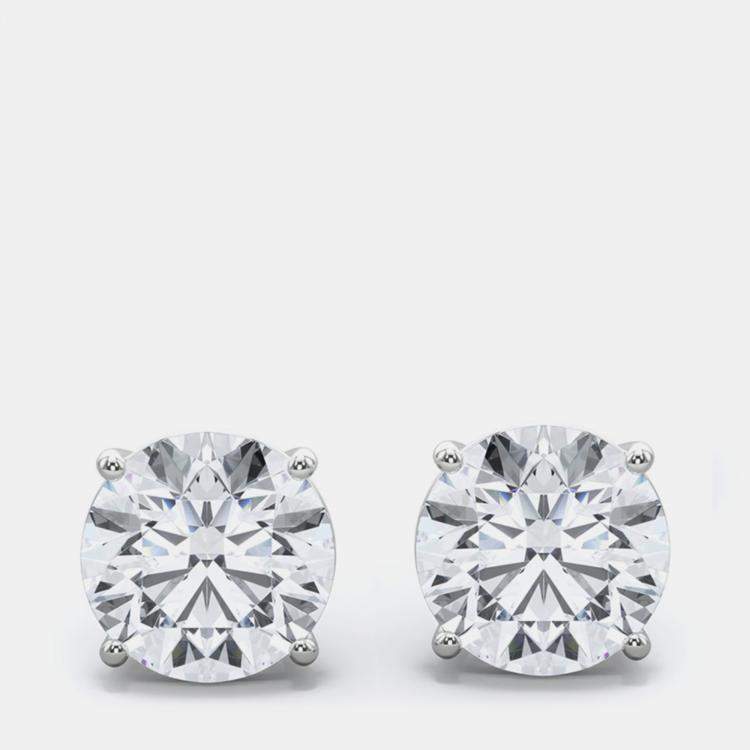 Pre Owned 14K White Gold Lab Grown Diamond Screwback Earring Studs (5.00 ct)