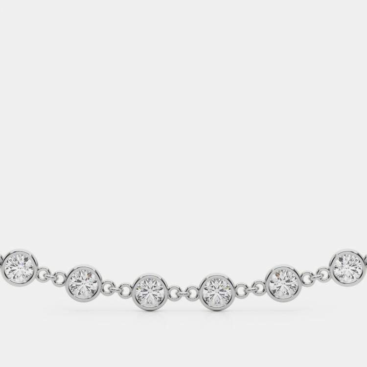 Pre Owned 14K Yellow and White Gold Lab Grown Diamond By the Yard Necklace with Paperclip Chain (2.00 Ct)