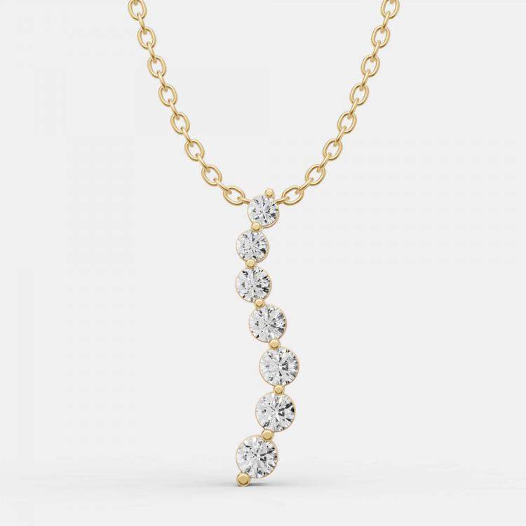 Pre Owned 14K Yellow Gold Lab Grown Diamond Journey Pendant (1.50 Ct)
