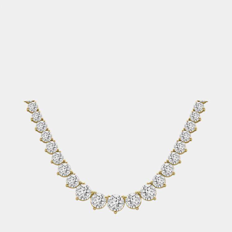 Pre Owned 14K Yellow Gold Lab Grown Diamond Graduated Necklace (10.00Ct)