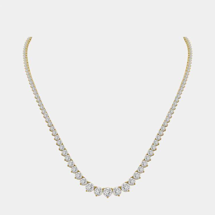 Pre Owned 14K Yellow Gold Lab Grown Diamond Graduated Necklace (10.00Ct)