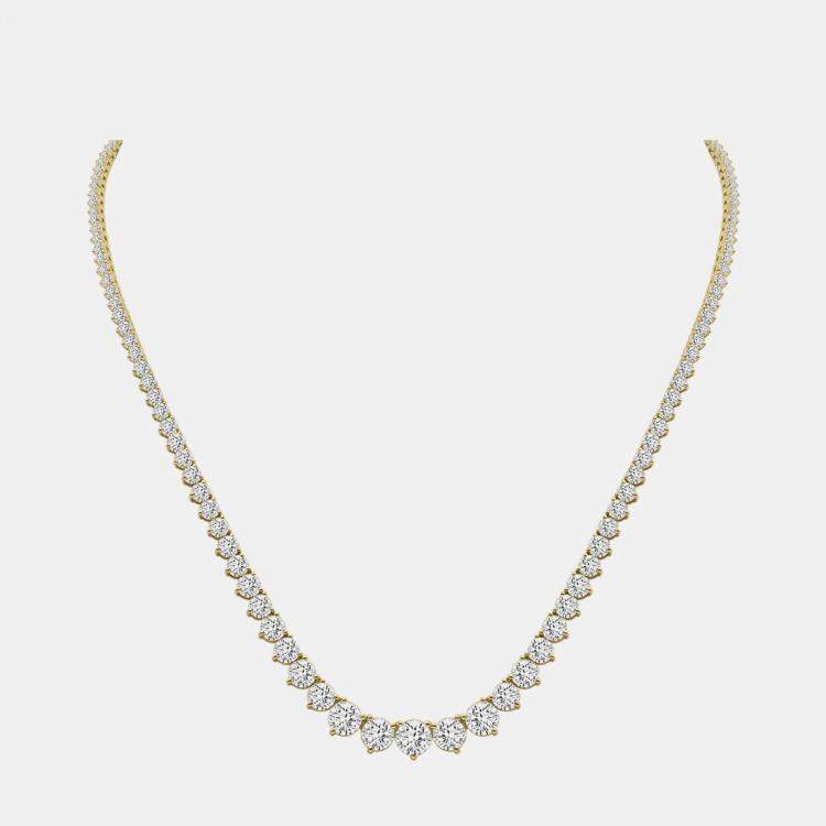 Pre Owned 14K Yellow Gold Lab Grown Diamond Graduated Necklace (20.00 Ct)