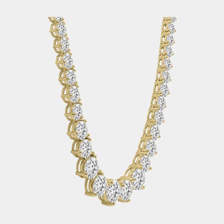 Pre Owned 14K Yellow Gold Lab Grown Diamond Graduated Necklace (35.00 ct)