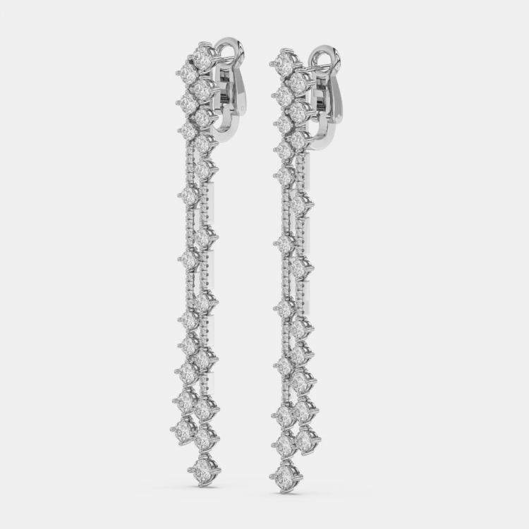 Pre Owned 14k White Gold Double Row Dangle Lab Grown Diamond Earrings (6.25 Ct)
