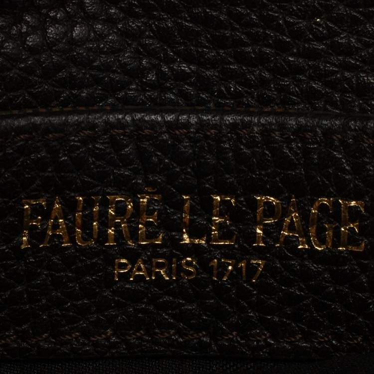 Pre Owned Faure Le Page Black/Brown Coated Canvas and Leather Pouch Keychain