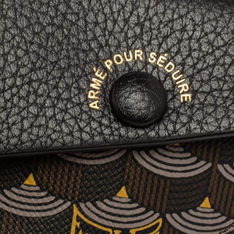 Pre Owned Faure Le Page Black/Brown Coated Canvas and Leather Pouch Keychain