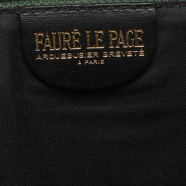 Pre Owned Faure Le Page Green Coated Canvas and Leather Wristlet Clutch