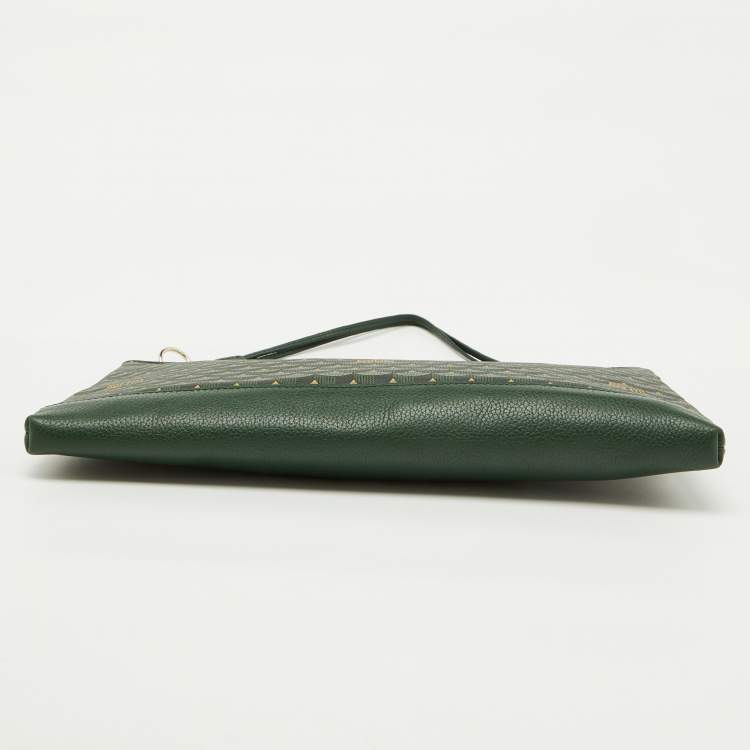 Pre Owned Faure Le Page Green Coated Canvas and Leather Wristlet Clutch