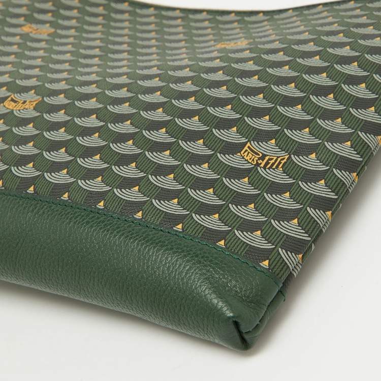 Pre Owned Faure Le Page Green Coated Canvas and Leather Wristlet Clutch