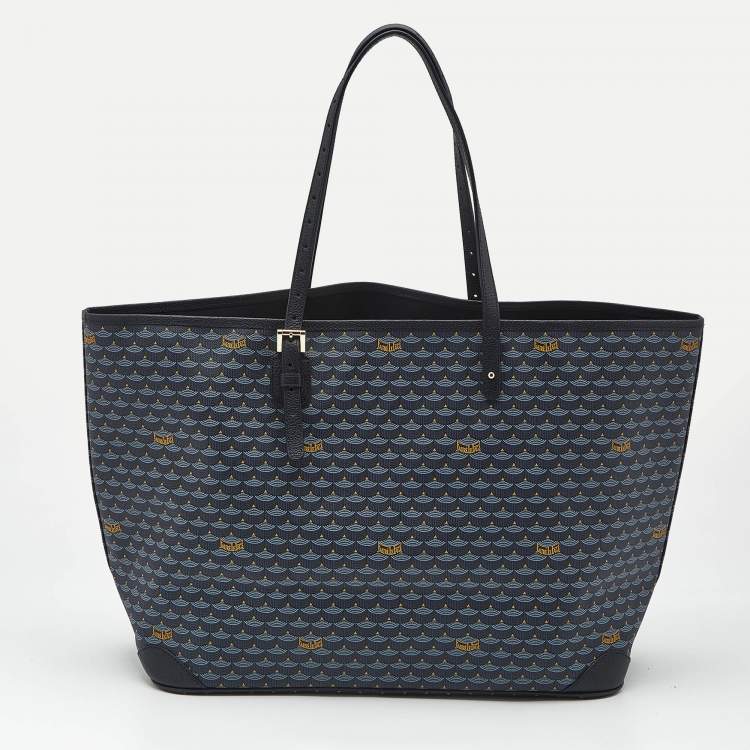 Pre Owned Faure Le Page Navy Blue Coated Canvas and Leather Daily Battle 41 Tote