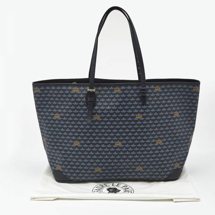 Pre Owned Faure Le Page Navy Blue Coated Canvas and Leather Daily Battle 41 Tote