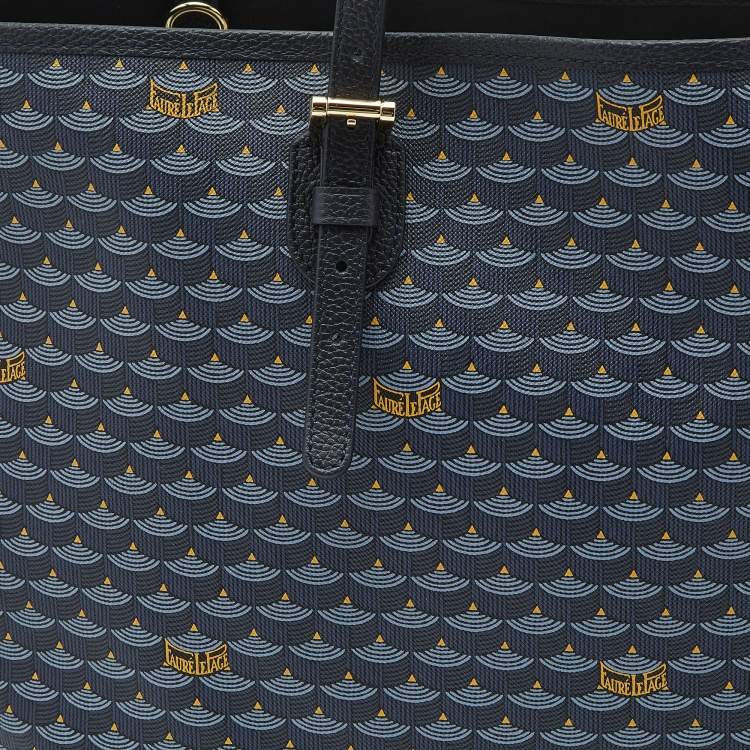 Pre Owned Faure Le Page Navy Blue Coated Canvas and Leather Daily Battle 41 Tote